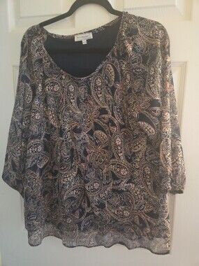 Blousology Paisley Sheer Blouse Long Sleeve XL - Used